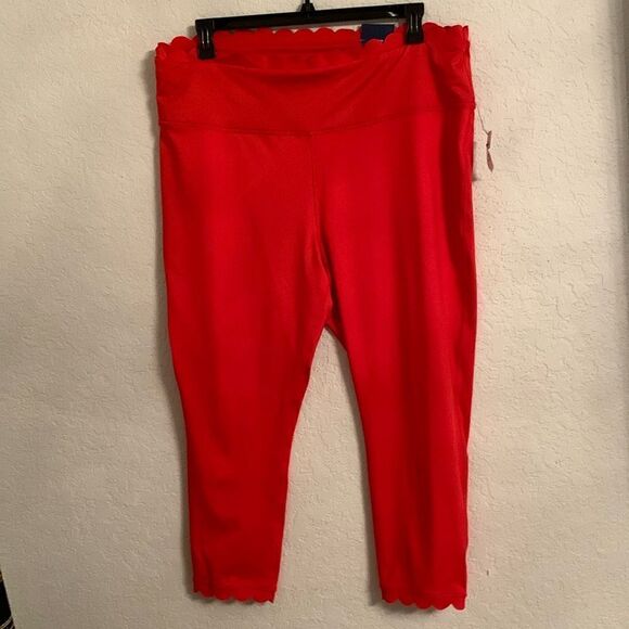 NWT Crown & Ivy Lounge Scallop Red Leggings Women’s Size XXL - Picture 1 of 8